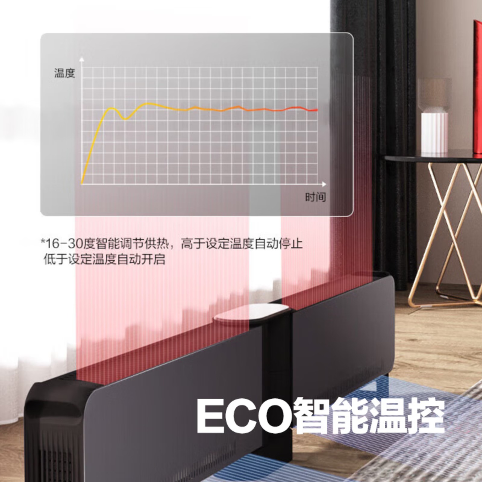 格力(GREE)【超级单品】石墨烯折叠烯踢脚线取暖器防水电暖器电暖气移动地暖节能全屋 NJE-J6020Bc