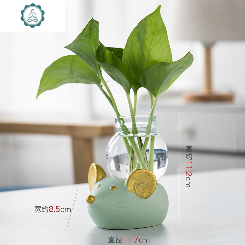 创意可爱动物绿萝水培植物插花花瓶玻璃透明养花容器桌面装饰摆件封后十二生肖 水培 牛 不含绿植 小报价 参数 图片 视频 怎么样 问答 苏宁易购