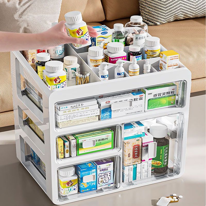药箱家庭装药品收纳盒医药箱家用大容量多层抽屉式小药盒