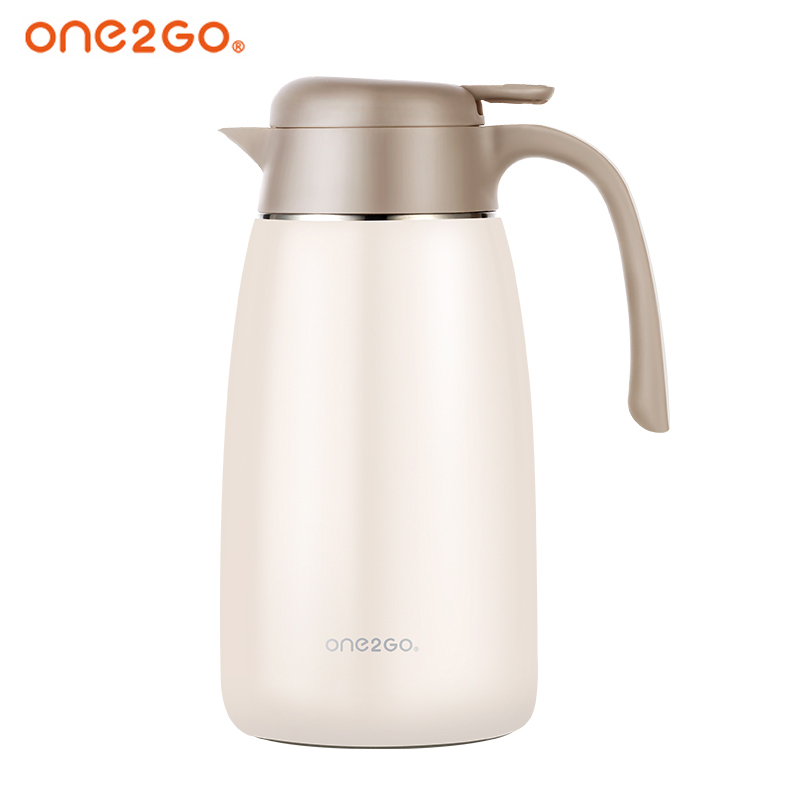 ONE2GO304不锈钢保温壶白色 家用热水瓶保温瓶保温水壶暖壶大容量2L