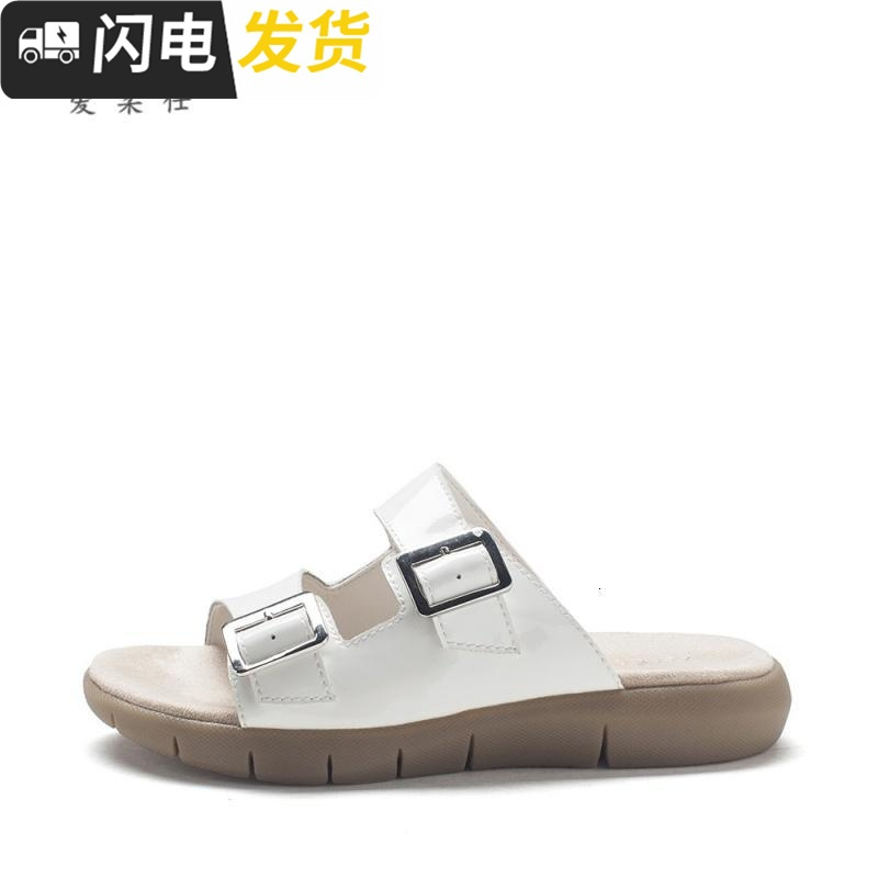 皮漆皮厚底平底软底 舒适简约色女鞋拖鞋启如