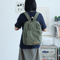 军绿色 可放下A4课本 花曦家 小众书包女夏设计感大学生双肩包简约14寸电脑包日系背包