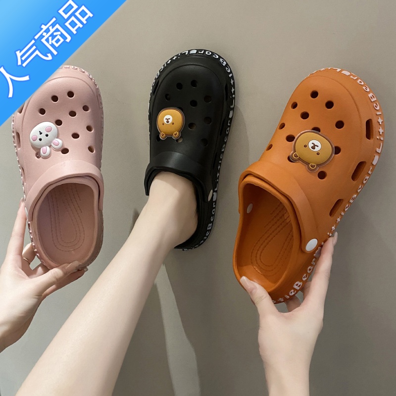 SUNTEK洞洞鞋女士2023新款增高跟护士网红厚底沙滩夏季时装女凉鞋防滑高清大图