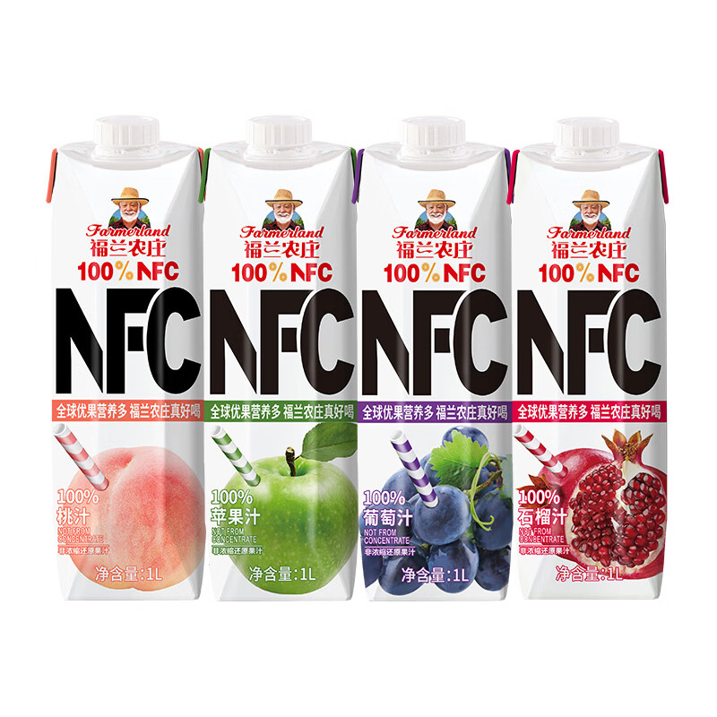 福兰农庄 NFC果汁混合装 1L*4瓶 盒高清大图