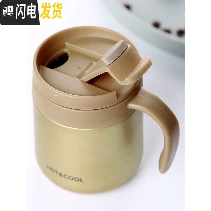 三维工匠办公室不锈钢水杯马克杯ins茶杯带盖勺把手柄咖啡杯家用杯子创意高清大图