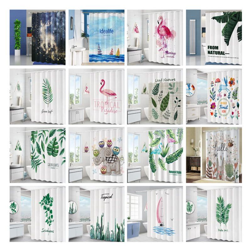 美帮汇北欧数码浴间浴帘水布加厚霉卫生间洗澡帘子浴室隔断淋浴挂帘图片