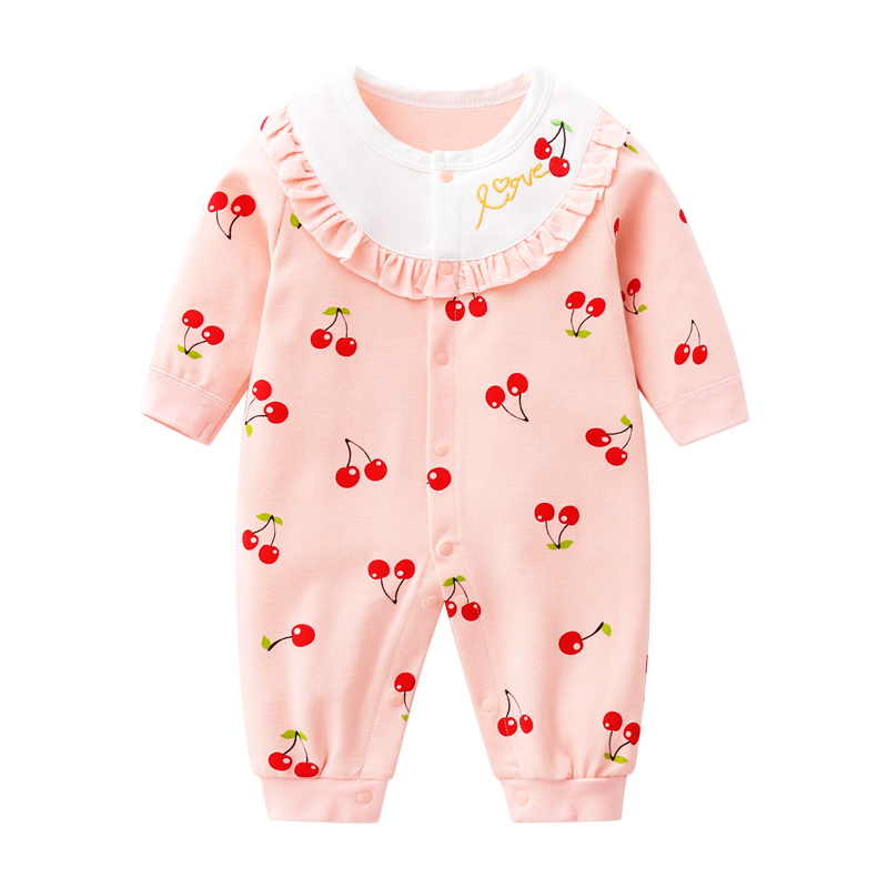 新生儿连体衣春秋季女宝宝哈衣长袖初生婴儿衣服公主洋气外出春装长袖