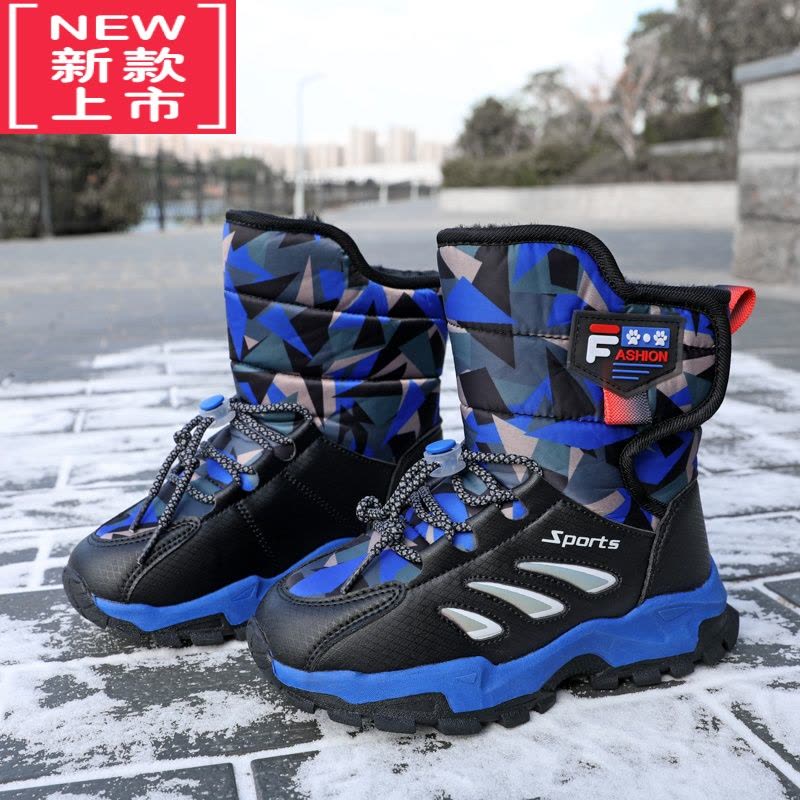 可莉允东北大棉鞋男童儿童雪地靴防滑2022冬中大童加绒加厚户外雪地鞋女图片