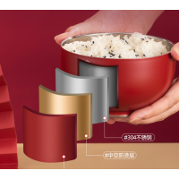 雷福峰304食品级不锈钢碗勺筷6件套红蓝色2碗+2筷子+2勺子/套