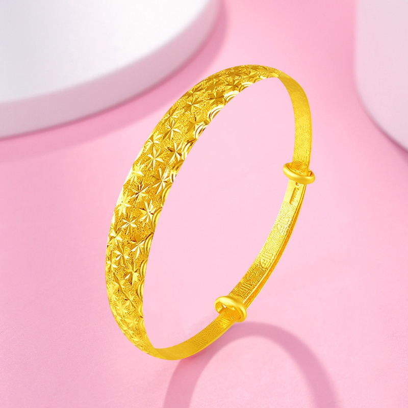 老庙黄金足金车花满天星可调节黄金手镯女黄金色2679g