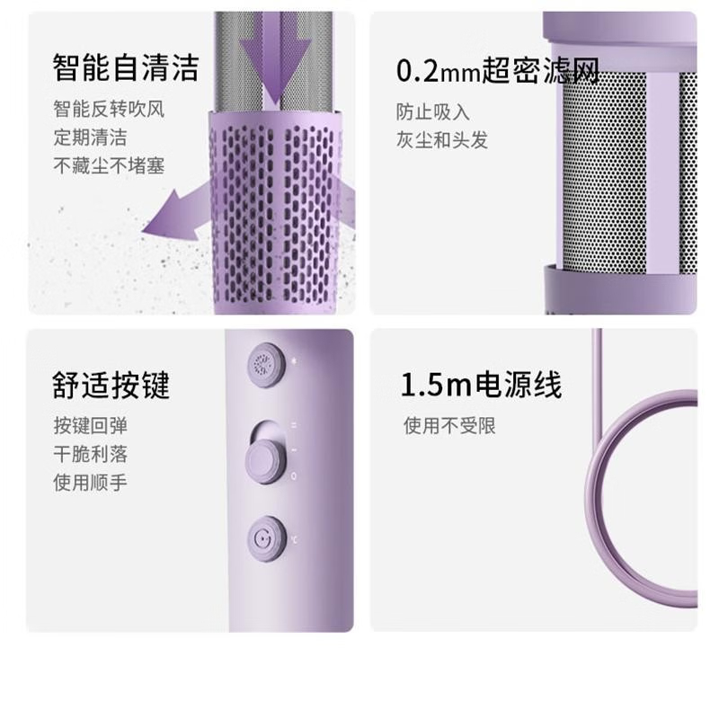科西 飓风筒吹风机 4亿负离子护发家用低温速干吹风筒 智能温控护发养发低音电吹风筒 GC-SF 香芋紫高清大图