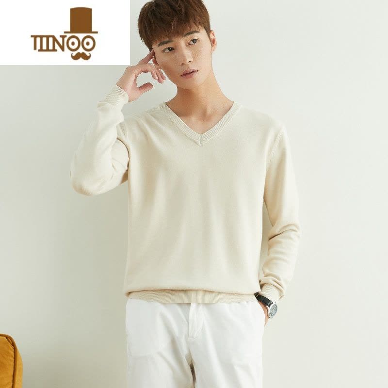 YANXU男士圆领V领套头毛衣长袖打底针织衫保暖内搭毛衫宽松男装潮图片