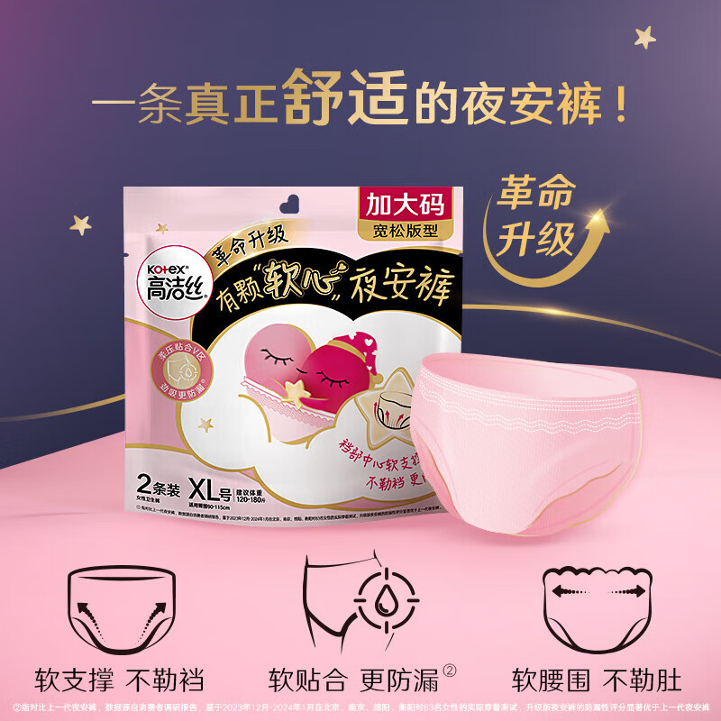 高洁丝女性护理卫生巾超薄透气瞬吸干爽无感设计日夜用组合装高清大图