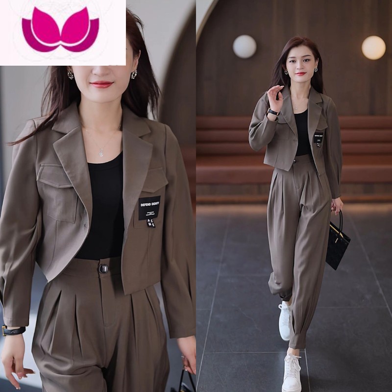 七斓2023年新款时尚休闲小洋装套装女装小个子小西装职业套高清大图