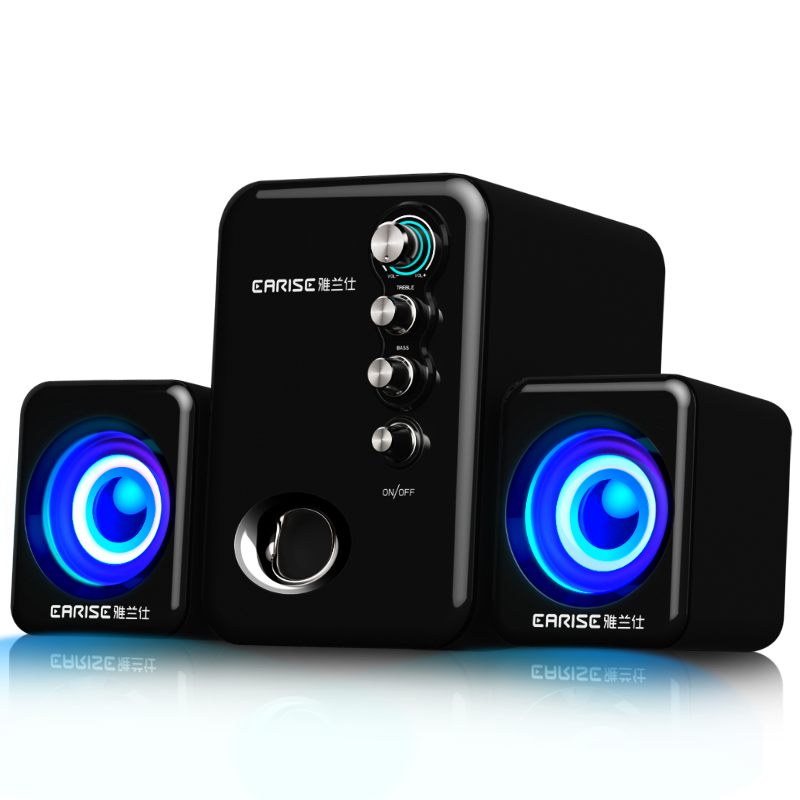 雅兰仕q8蓝牙音箱笔记本电脑迷你小音响家用超重低音炮usb有线炫酷黑