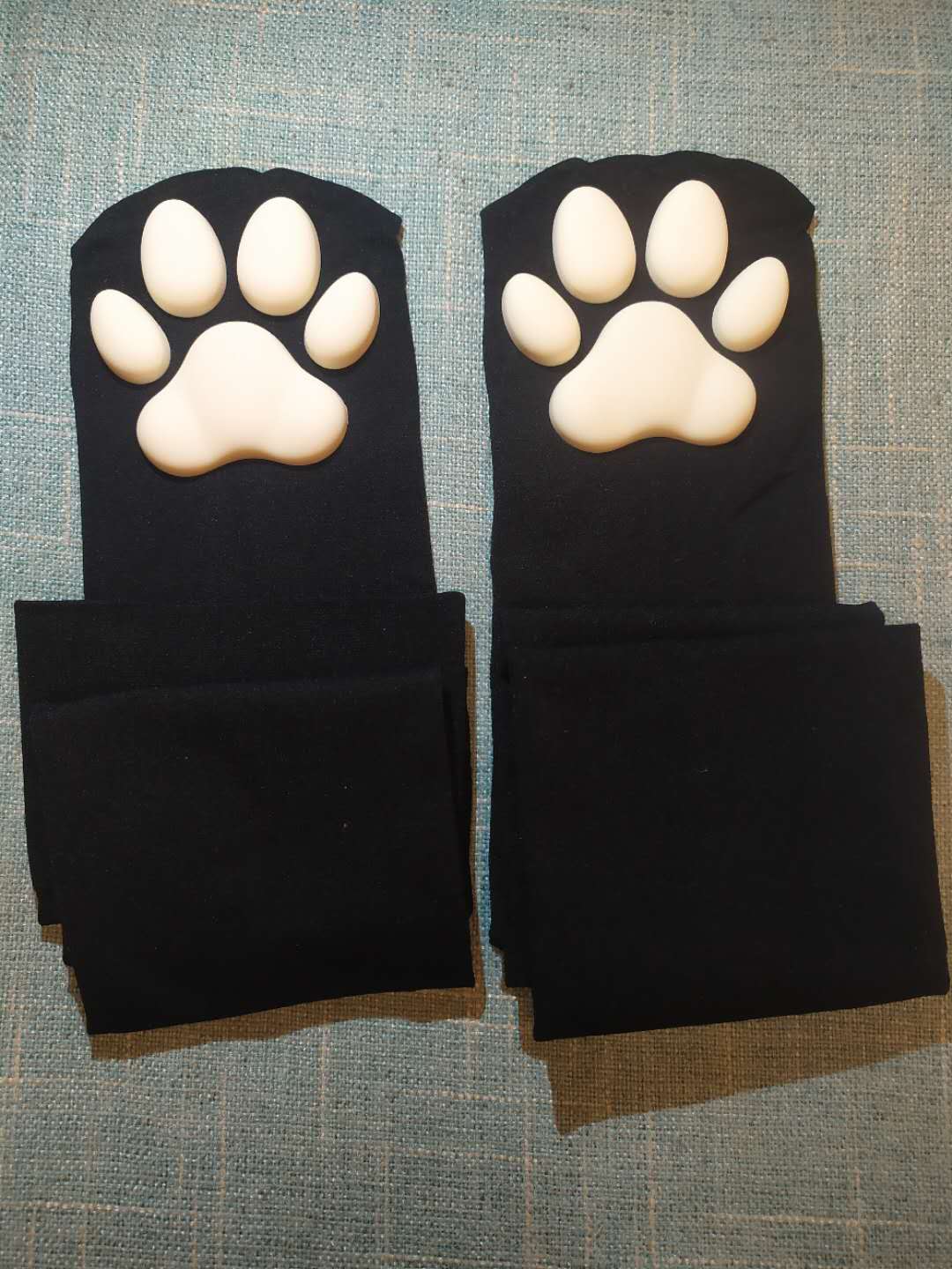 猫爪丝袜袜子3d肉垫猫爪袜过膝 cos仿真白丝黑丝猫咪漫展可爱黑色丝袜