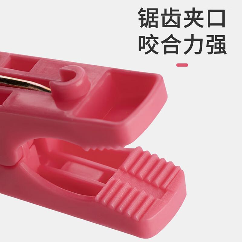 茶花(CHAHUA) 衣架夹子晾衣夹子 夹衣服晒衣夹床单防风夹大夹子袜夹被夹 40只高清大图