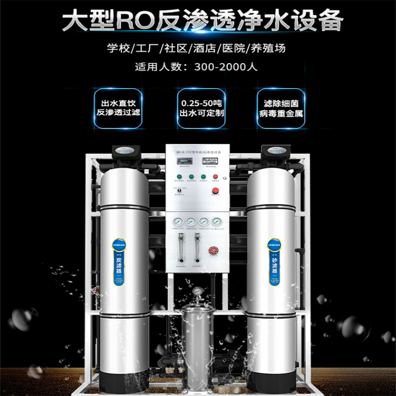 Tri-polarZQ大型工业净水器水处理设备纯水机(带300mpvc管 30个3通 30个弯头 30个等径直接 )