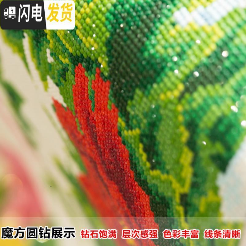三维工匠异形钻石画2019新款5d花开富贵孔雀点贴钻十字绣客 全贴满钻[200*80厘米]魔方圆钻/异形钻/彩钻/送礼品高清大图