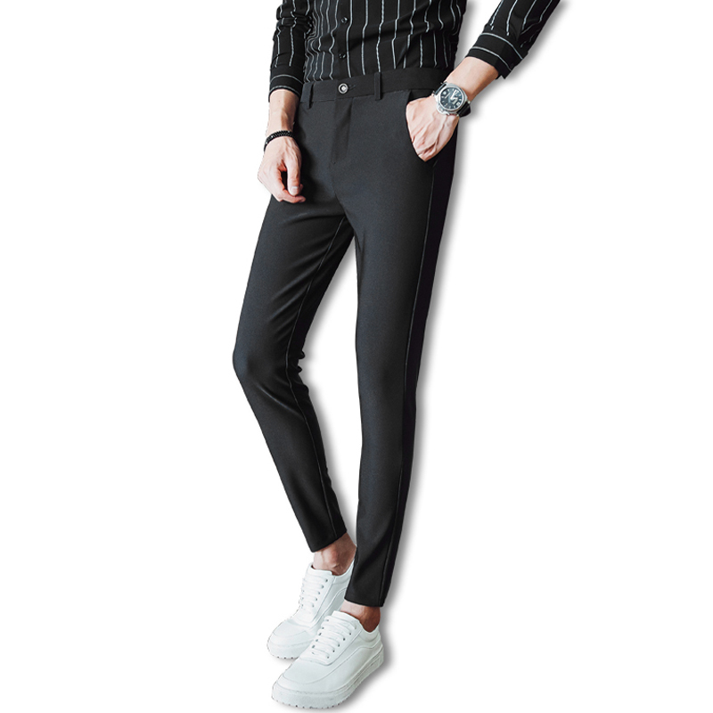 夏款男士薄款九分裤男韩版9分小脚裤时尚英伦休闲裤男修身男裤子