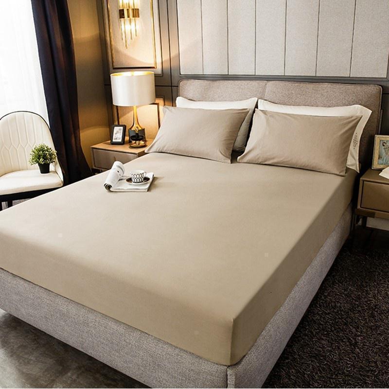 美帮汇全棉床笠单件全棉透气防滑防尘套全包床单固定床垫套保护罩 卡其 180cmx200cm纯棉床笠【适用于5-28cm床垫】