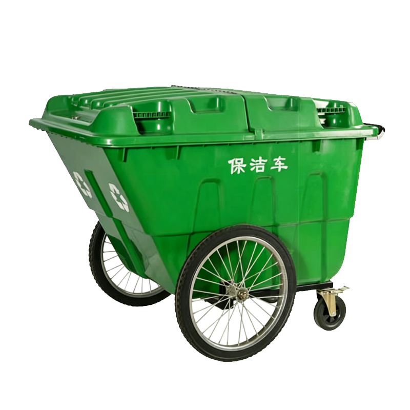 晨以橙 保洁车环卫垃圾车 绿色带盖400L高清大图