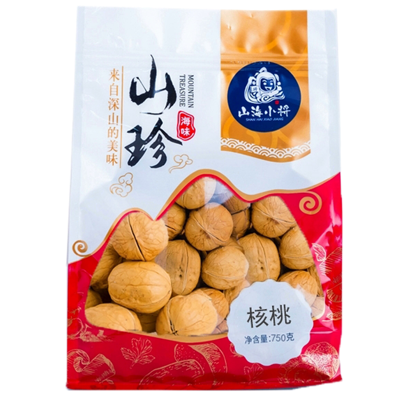 山海小将 特级纸皮核桃750g 薄壳坚果炒货零食干果仁 薄皮大核桃 补气养血 健脑益智 新疆特产