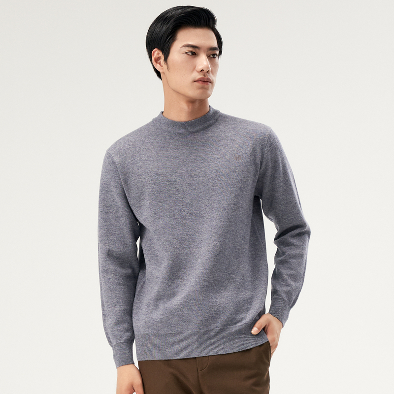 恒源祥羊毛衫男纯羊毛加厚冬季本命年大红色毛衣女打底情侣装