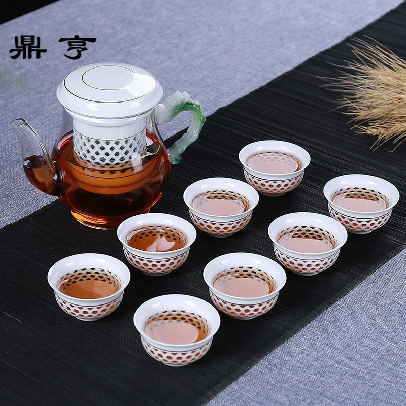 鼎亨功夫茶具套装红茶泡茶器陶瓷玲珑内胆过滤陶瓷冲茶器茶壶茶杯