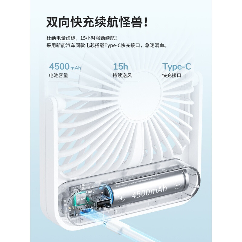 (苏宁集采) 几素小风扇小黄鸭联名款轻薄便携式风扇 FA26高清大图
