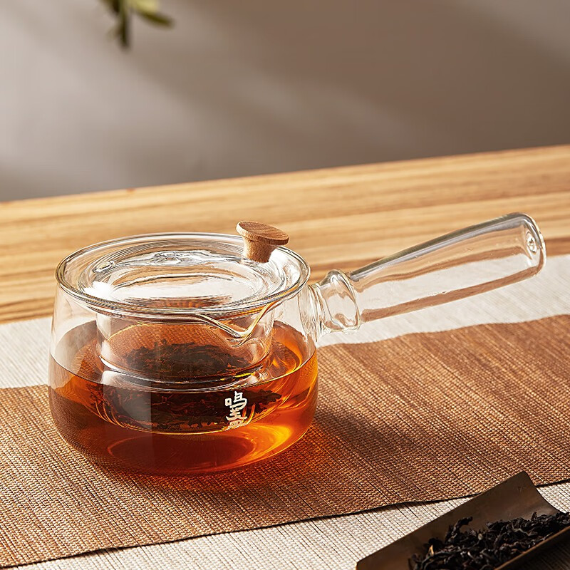 鸣盏 泡茶壶玻璃煮茶器茶水分离茶具套装可加热烧水壶耐高温茶具400ML MZ8020高清大图