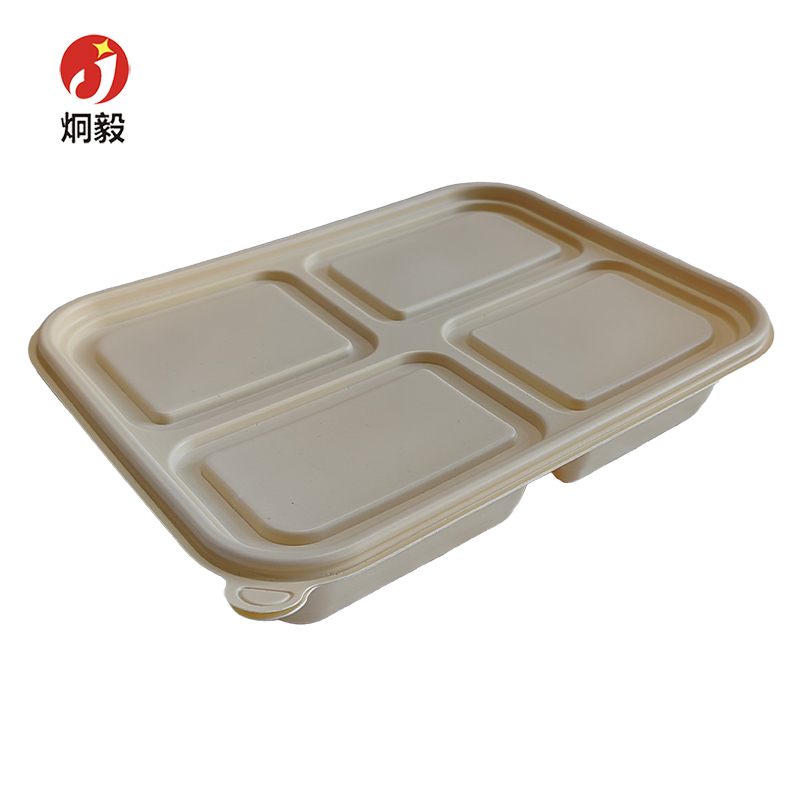 炯毅 一次性玉米淀粉降解均分四格餐盒 800ml 200套 箱高清大图