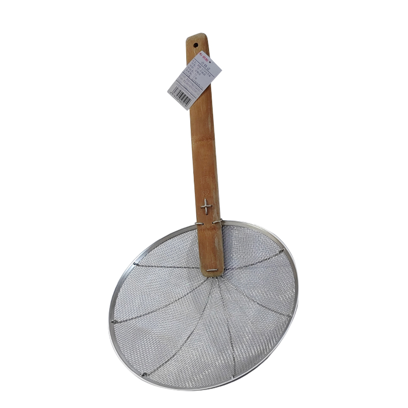 炯毅 漏勺不锈钢捞勺厨房漏筛饭店用漏瓢滤网勺细网专用笊篱油漏 竹柄笊篱 6爪8目网 32cm 把