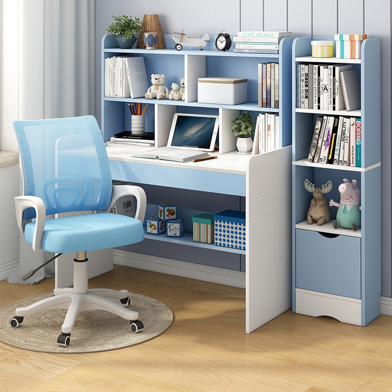 古达小学生书桌组合家用简约可升降书柜书架一体桌儿童学习桌