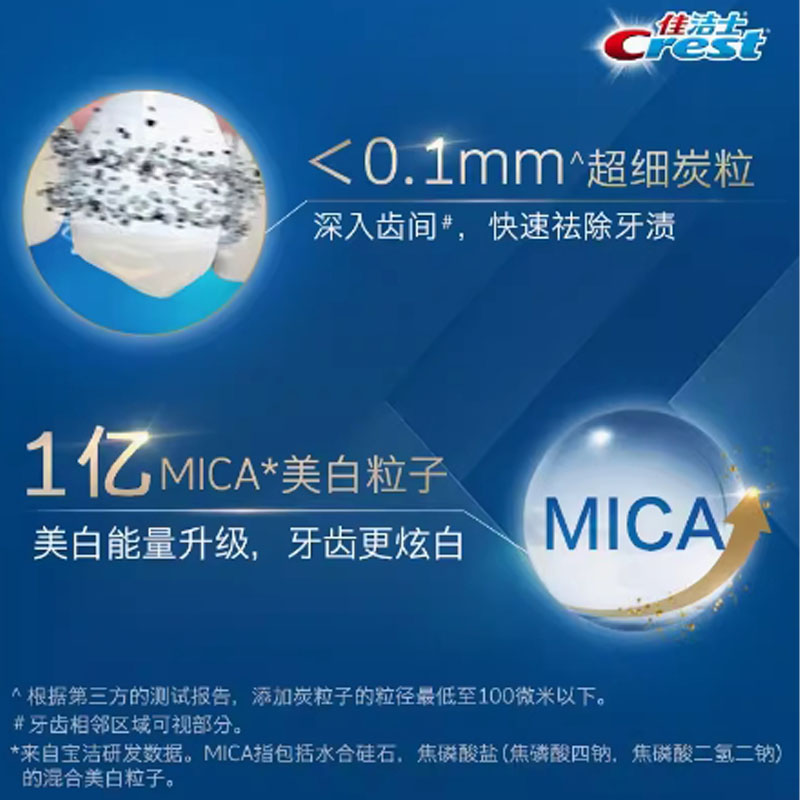 芳美达 佳洁士3D炫白微米碳牙膏深洁健齿清洁牙渍持久清新 170G高清大图