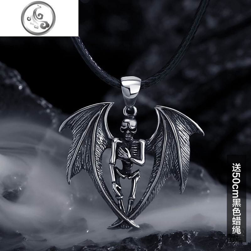 925纯银项链男情侣一对吊坠潮复古恶魔天使朋克个性时尚潮人 jimi