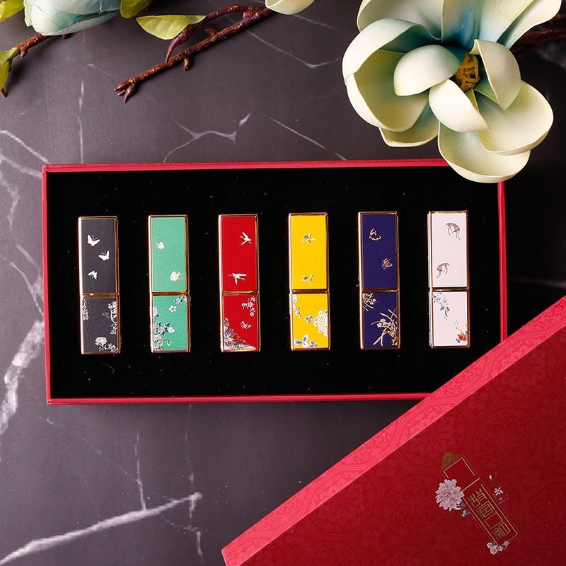 华熙生物润百颜x故宫口红联名款典藏6支礼盒装玻尿酸唇膏补水保湿