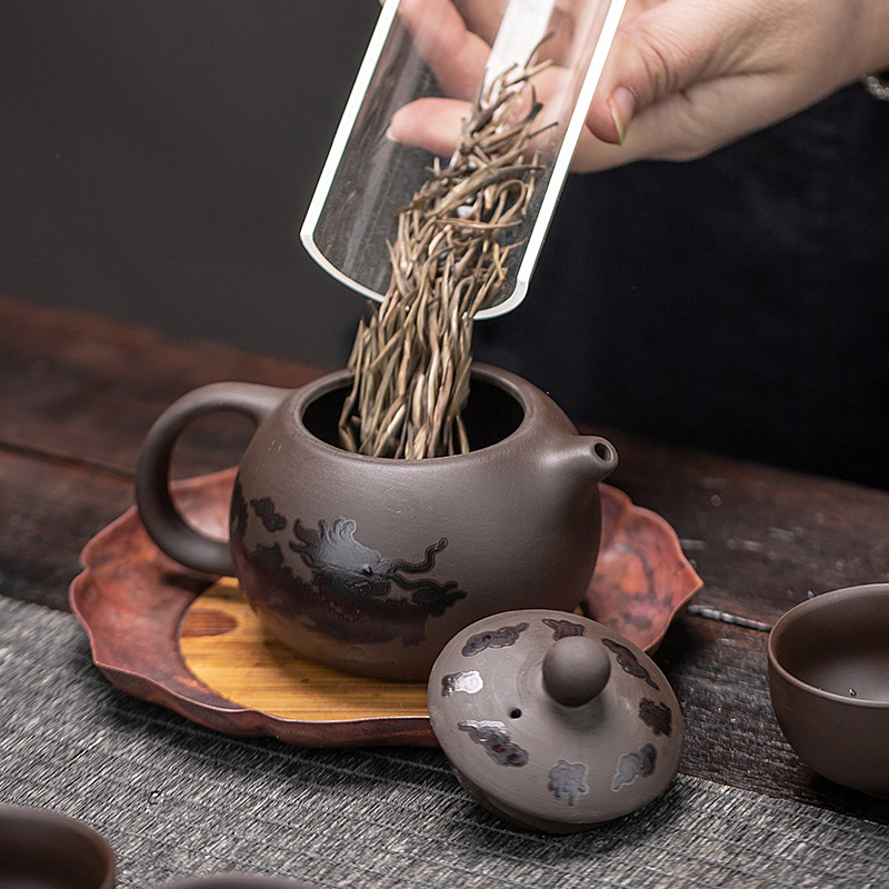 华普思遇热变色紫砂功夫茶具小套装商务礼品伴手礼礼盒装便捷式 一壶四杯+红色礼盒高清大图