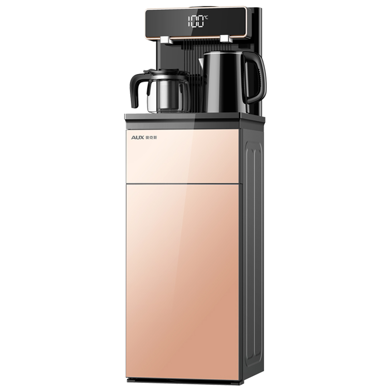 奥克斯立式智能饮水机家用下置水桶冷热多功能全自动桶装水茶吧机 黑色-双出水口+显屏+遥控 冰温热高清大图