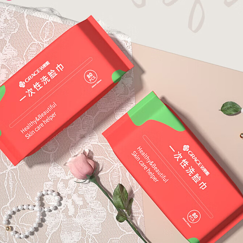 洁丽雅洁面巾80片*3包一次性加厚珍珠纹干湿两用快速吸水mrj654高清大图