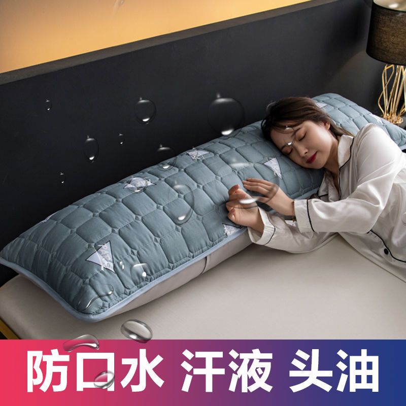 南极人防水夹棉长枕套双人枕套1.2/1.5/1.8m情侣枕头套加长枕芯/ 48*150cm一只枕套+一只枕芯 三角星