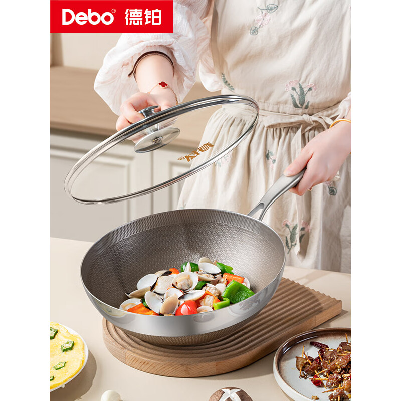 德铂Debo拉齐奥(有钛蜂窝小炒锅)28cm炒菜锅DEP-DS432高清大图