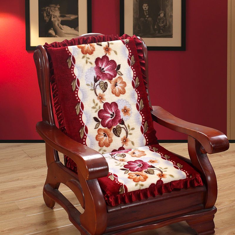 加厚防滑红木沙发坐垫带靠背海绵椅子电脑老式实木沙发垫