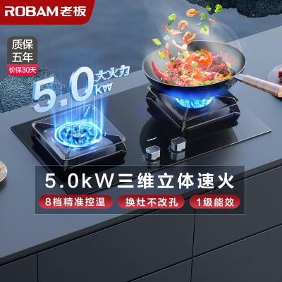 老板(ROBAM) 5.0kW燃气灶煤气灶灶具钢化玻璃57B5X（液化气）