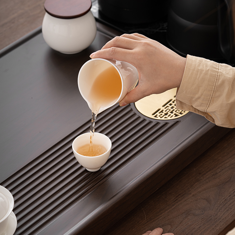 苏氏陶瓷(SUSHI CERAMICS)茶具套装自动烧水壶云海茶盘茶台配整套配整套高品质羊脂玉茶杯