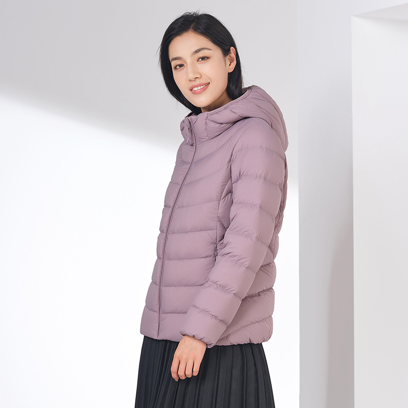 [商场同款]坦博尔2022年新款羽绒服女轻薄短款连帽百搭时尚保暖外套TB330238