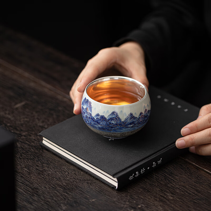 苏氏陶瓷(SUSHI CERAMICS) J1100 千里江山罗汉主人杯 160ml (单位:个) 蓝色高清大图