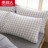 南极人(NanJiren)家纺 色织水洗棉枕套一对装 床上用品48x74cm纤维单人枕头套枕芯套两只装