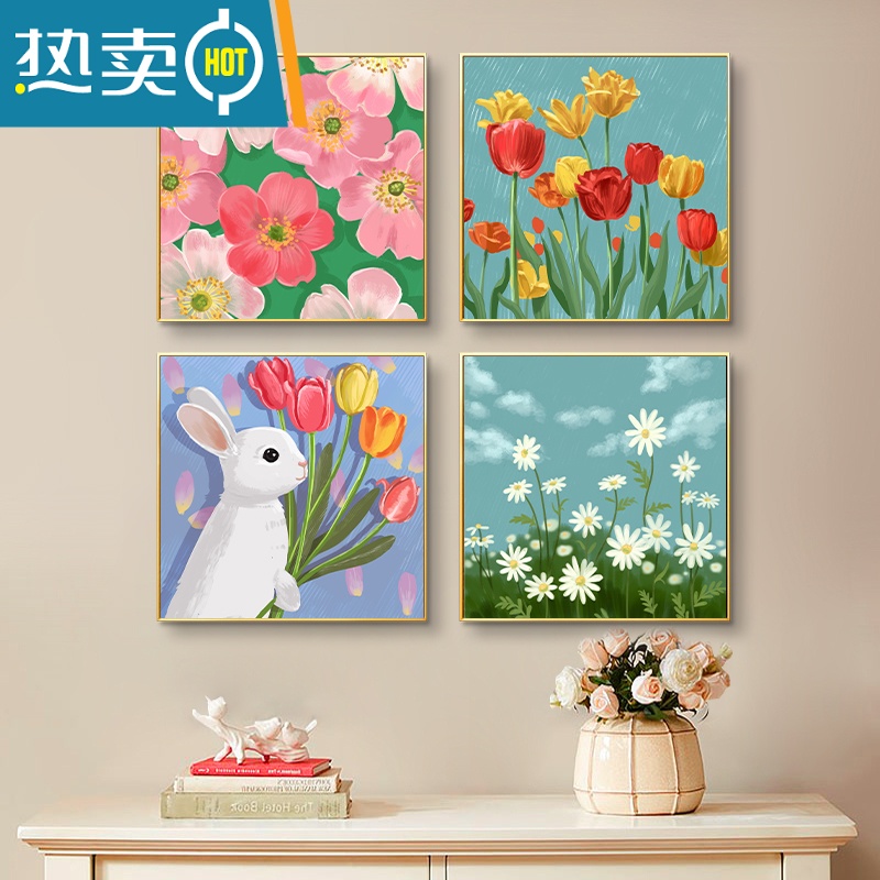 敬平数字油画diy填充油彩画手工画画小尺寸手绘填色肌理画装饰丙烯画装饰画高清大图