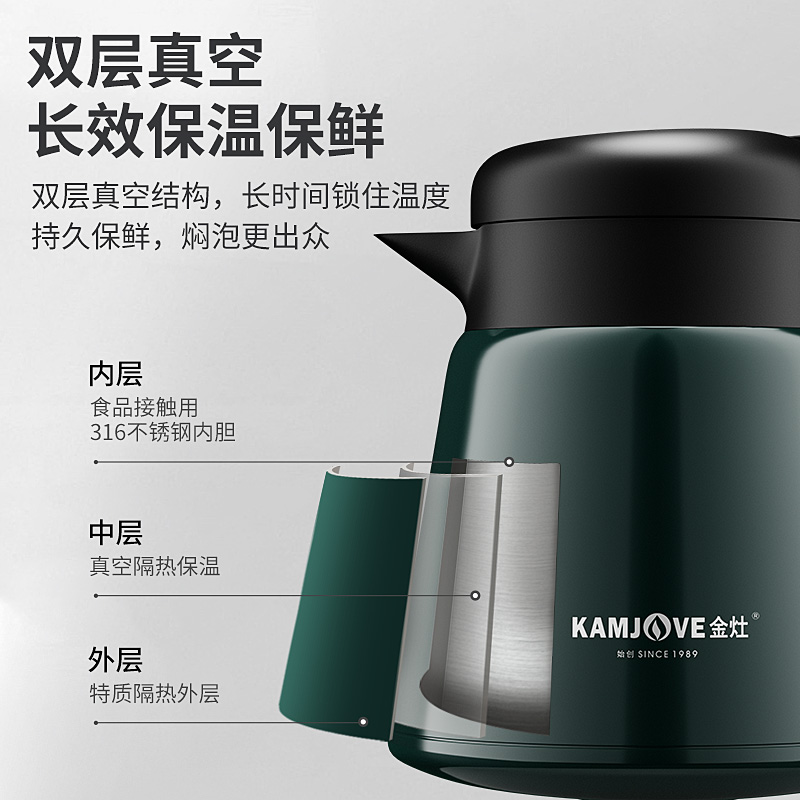 金灶LX-310保温茶壶白茶焖泡壶普洱泡茶壶不锈钢茶水分离泡茶器高清大图